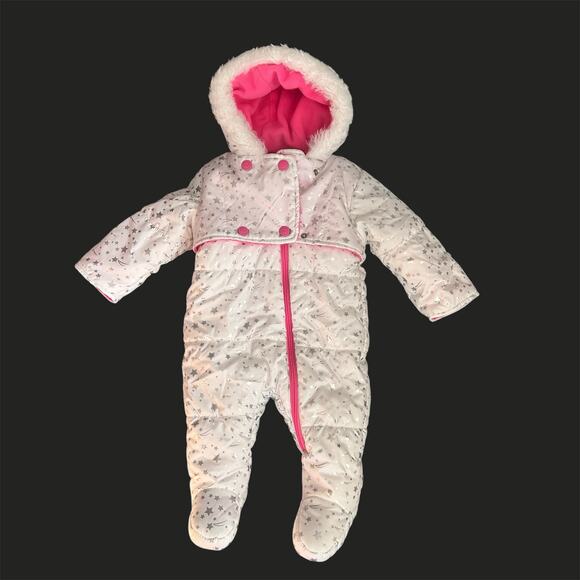 Wippette Kids Infant Star Pink Fleece Snowsuit 6/9 Months Baby - Picture 1 of 7